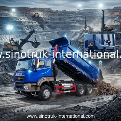 SINOTRUK HOWO Tipper Dump Truck 6 × 4 10 Wielen RHD 380 pk U Type 1 waarschuwingslicht