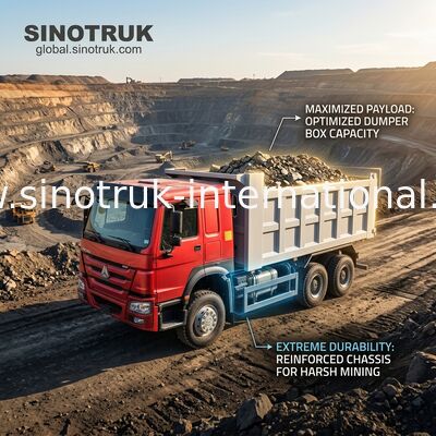 Sinotruk Howo Tipper Dump Truck 400HP 6 × 4 20CBM Front Lifting Hydraulische cilinder