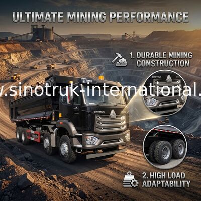 SINOTRUK HOHAN 8×4 Zwarte Tipper Dump Truck For Construction