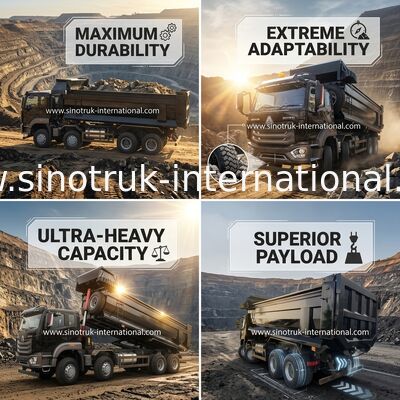 Zwarte Howo-Mijnbouw Tipper Dump Truck Euro 2 400Hp van 20-50Tons 8 X 4