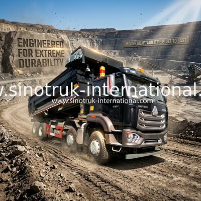 Sinotruk HOWO Tipper Dump Truck 8X4 371hp 12 Wielen Zwarte N7 ZZ3317V386JB1R