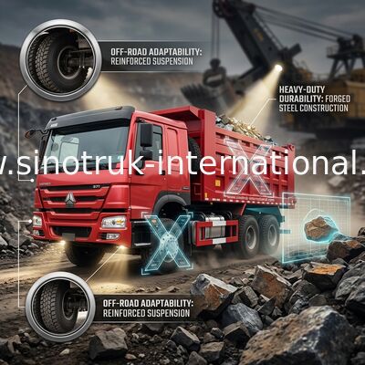 DE RODE VRACHTWAGEN VAN DE DE KIPPERSstortplaats VAN SINOTRUK HOWO 371HP 6X4 LHD