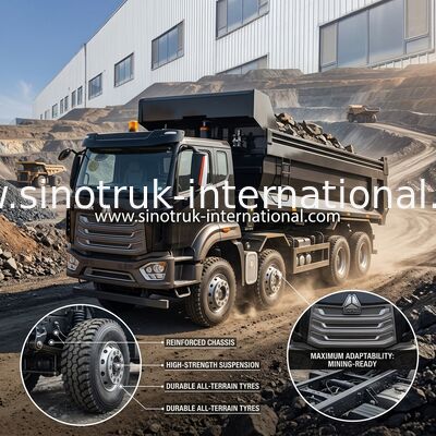 371HP SINOTRUK HOWO Kipper Stortplaatsvrachtwagen RHD 8×4