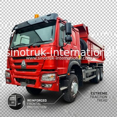LHD 6×6 10 wielen ZZ3257V4357B1R 380 pk Rood Alle aandrijving HOWO Tipper Truck Hoog paardenvermogen Lage brandstofverbruik