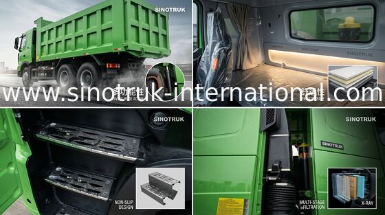 De Voorzijde die van de de Stortplaatsvrachtwagen A7 van SINOTRUK HOWO Hydraulisch Systeem opheffen 30 - 40 Ton van RHD 6X4