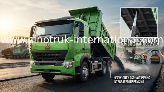 HOWO A7 30 - 40 Ton van de de Vrachtwagenrhd 6X4 Lucht van de Kippersstortplaats van de de Opschortingscitroen de Groene Kleuren