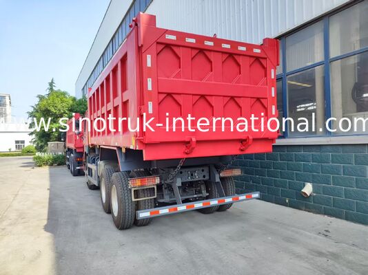Heavy Duty Red 6*4 Tipper Truck 20 kubieke meter 371 pk motor, 40-50 ton nuttige lading voor mijntransport
