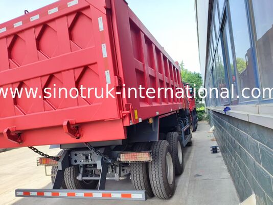 Heavy Duty Red 6*4 Tipper Truck 20 kubieke meter 371 pk motor, 40-50 ton nuttige lading voor mijntransport