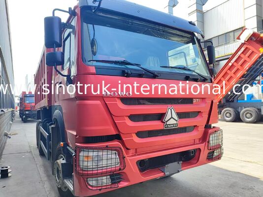 Heavy Duty Red 6*4 Tipper Truck 20 kubieke meter 371 pk motor, 40-50 ton nuttige lading voor mijntransport
