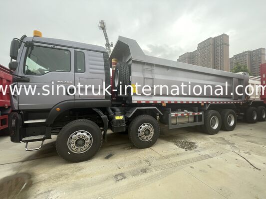 Heavy Duty HOWO TX 8X4 Tipper Truck 400 pk Dubbele 16T Achteras Dubbele 9,5T Grijz