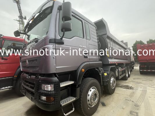 Heavy Duty HOWO TX 8X4 Tipper Truck 400 pk Dubbele 16T Achteras Dubbele 9,5T Grijz