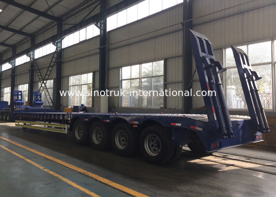 Hydraulische Flatbed Semi Aanhangwagenvrachtwagen 4 Assen 50-80 Ton die Capaciteit laden