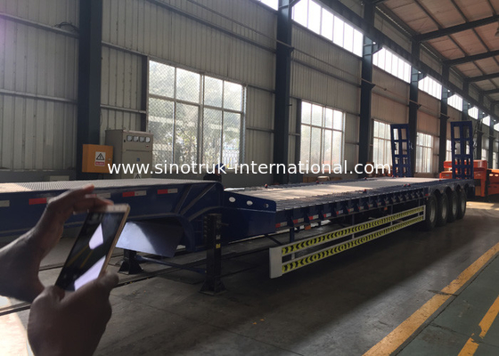 Hydraulische Flatbed Semi Aanhangwagenvrachtwagen 4 Assen 50-80 Ton die Capaciteit laden