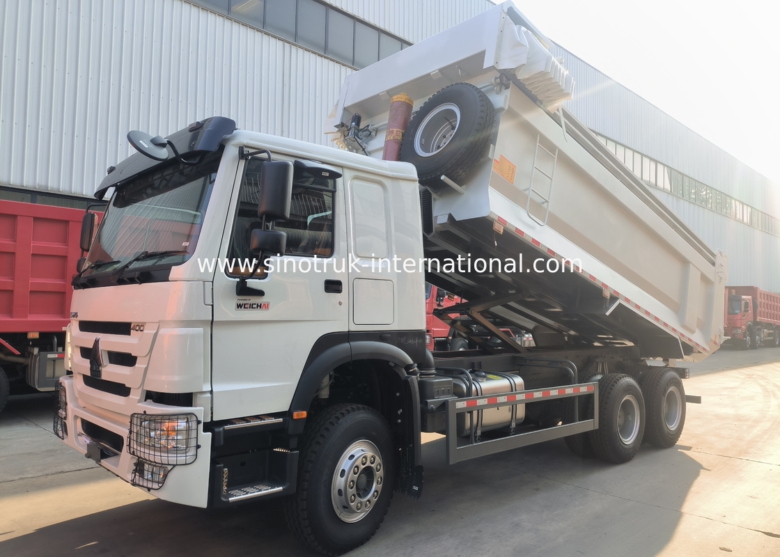 Sinotruk Howo Dump Truck 400 pk 6 × 4 U-vormige bak met automatische traan