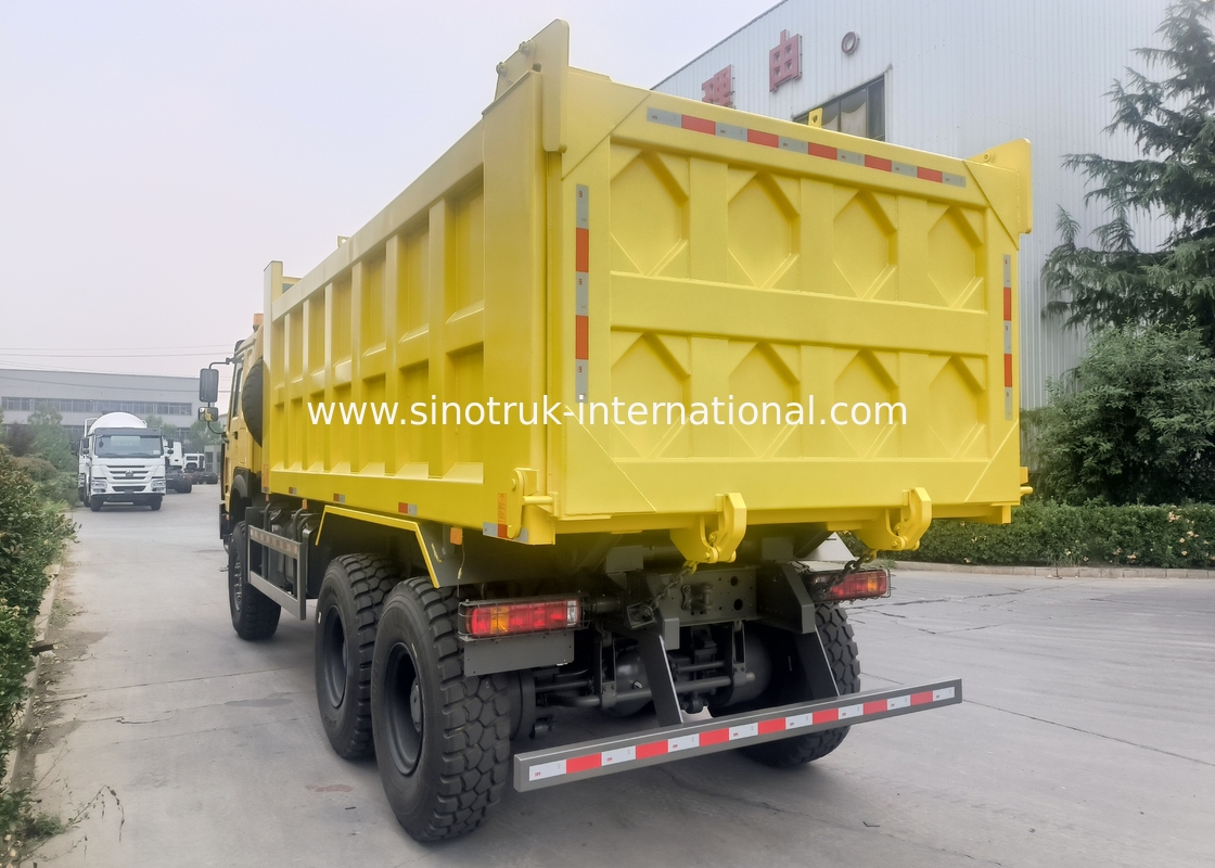 Sinotruk Howo Tipper Dump Truck 6 × 6 met vierwielaandrijving met 14,00R20 enkelband 380 pk