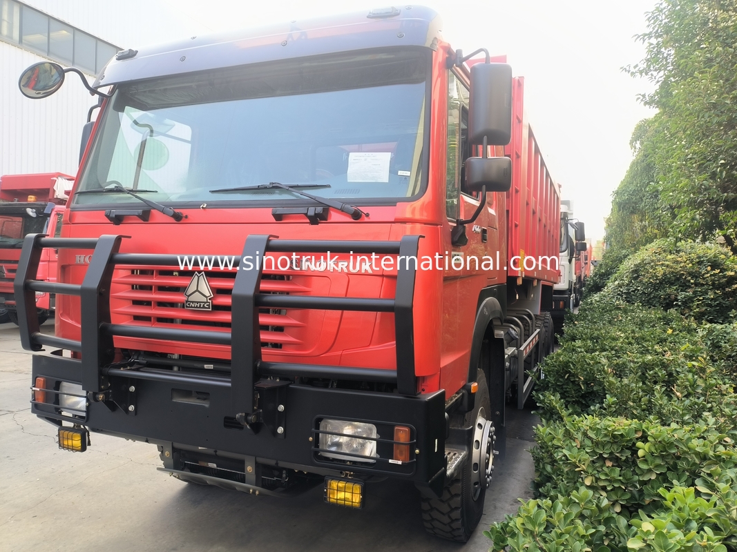 Sinotruk Howo Tipper Dump Truck 6 × 4 Lhd 10 Wielen Ghost Face Bumper Mijnbanden
