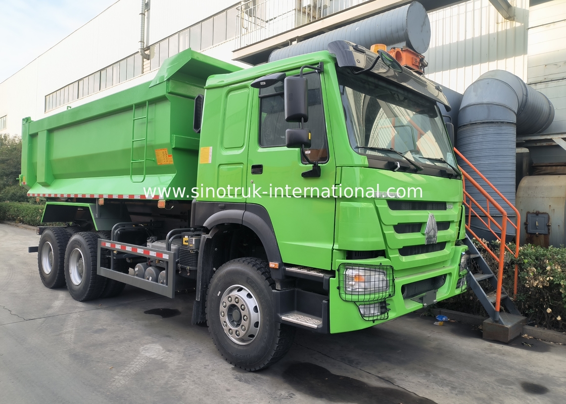 Sinotruk Howo Tipper Dump Truck 380HP 6 × 4 U-vorm Cargo Body Groen Kleur
