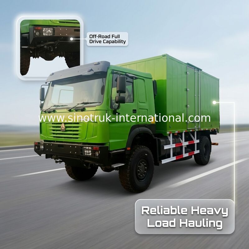4X4 LHD Vrachtwagen met 5000*2300*2300 mm Vrachtbak en 16T Achteras voor Zwaar Transport