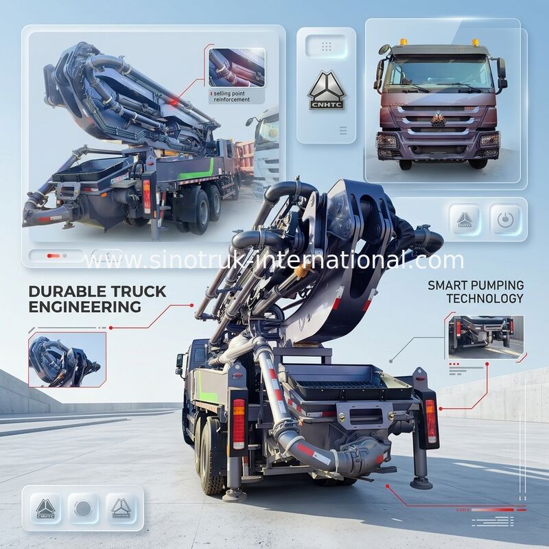 Hoogbouw Meester HOWO 380HP Smart Pump Trucks 52m Boom 6x4 Traction voor ongeëvenaarde verticale gieten