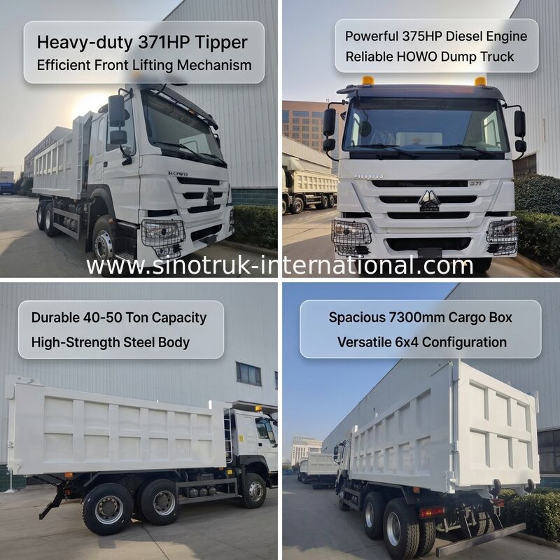 SINOTRUK HOWO 371HP Zware dumptruck met 10 wielen en rechthoekige laadbak