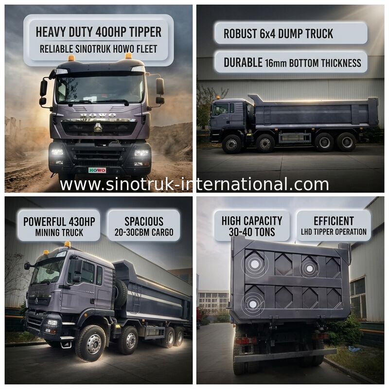 Kippersluiter SINOTRUK HOWO 400PK 12 Wielen LHD 30-40 Ton 20-30CBM ZZ3317V356GB1