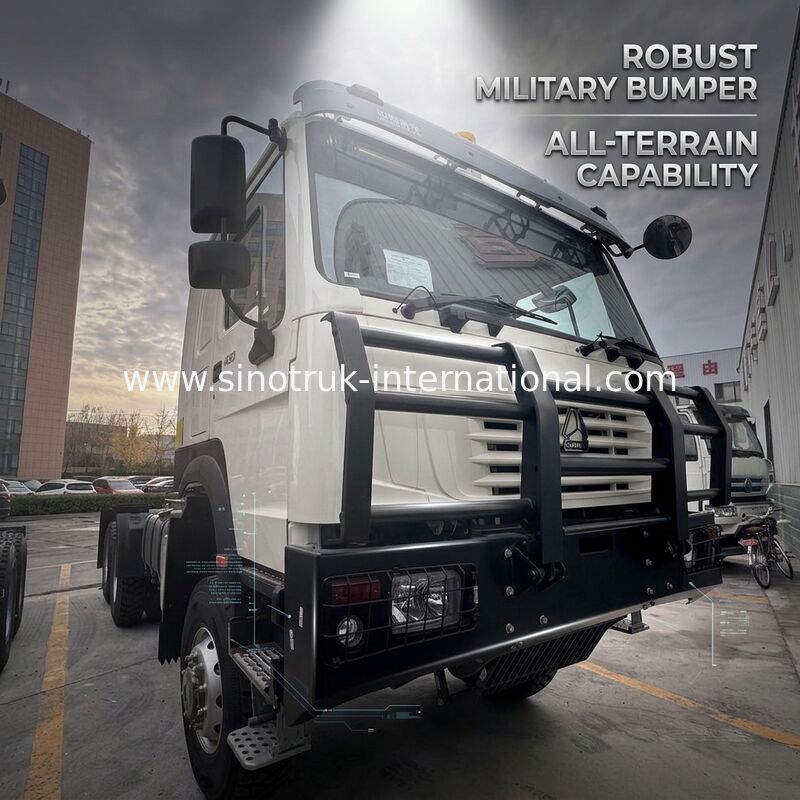 SINOTRUK HOWO Ghost Face cabin Tractor Truck 6X6 Euro 2 430 pk Militaire bumper Wit