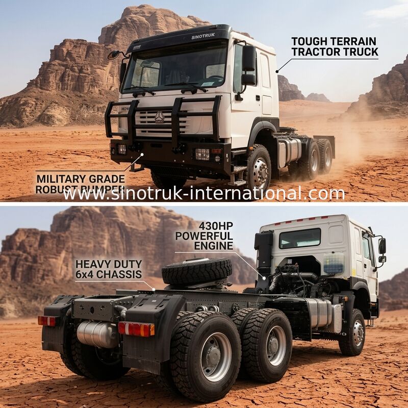 SINOTRUK 430 pk 6 × 4 trekker met militaire bumper