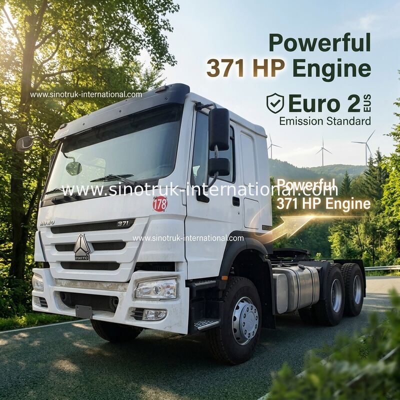 HOWO A7 Gebruikte trekkertruck LHD 6X4 Euro 2 371 pk met hydraulisch stuurwit