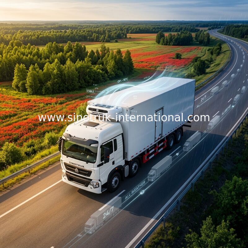 8×4 gekoelde Vrachtwagens en Bestelwagens SINOTRUK HOWO 40 Ton voor het Dragen van Bevroren Voedsel