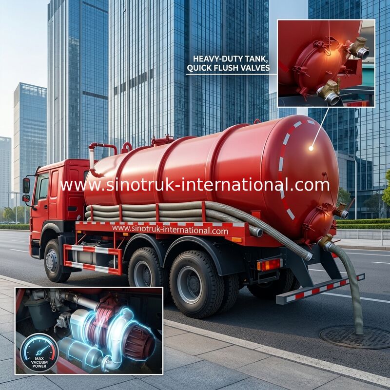de Vrachtwagen van de de Rioleringszuiging van 15CBM LHD 336HP, Sceptische put Pompende Vrachtwagen