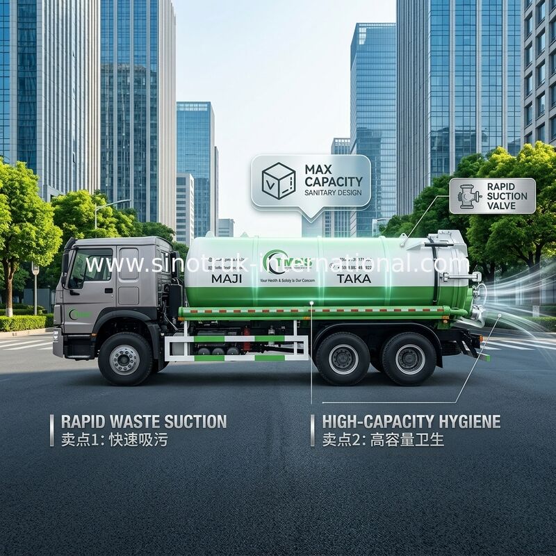 Vacuümpomp Afvoerzuigtruck Septic Tank Reiniging Truck 20CBM LHD 380HP