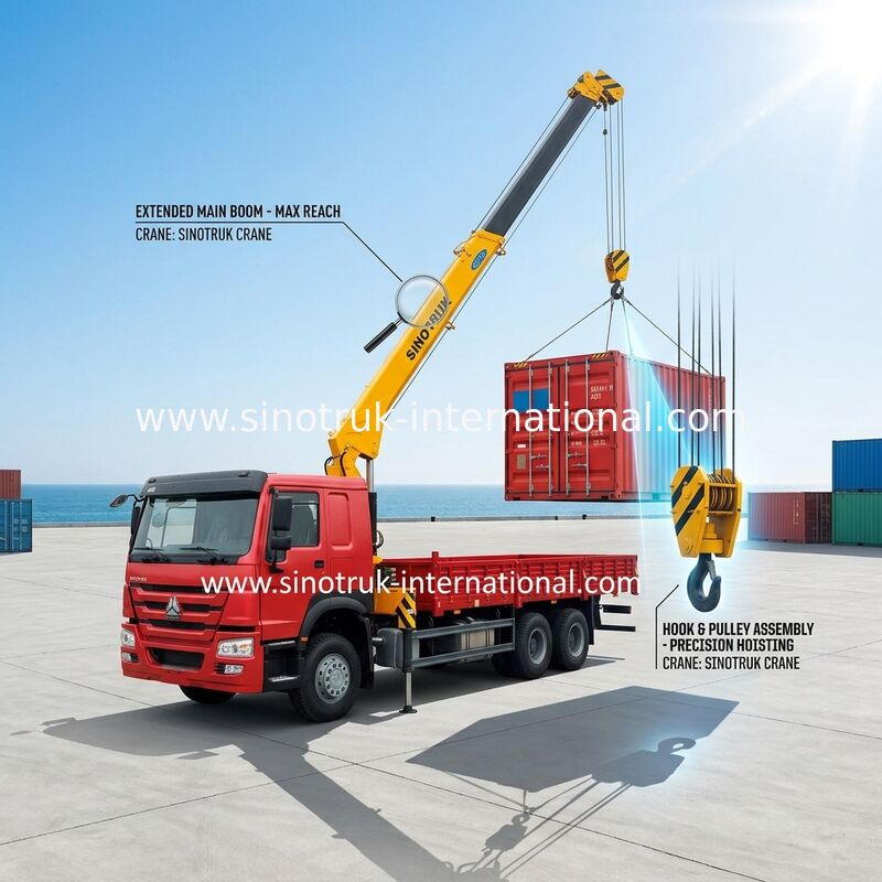 De op zwaar werk berekende 12 Ton HIAB-Vrachtwagen zette Telescopische de Ladingslift op van de Kraan6x4 LHD Vrachtwagen