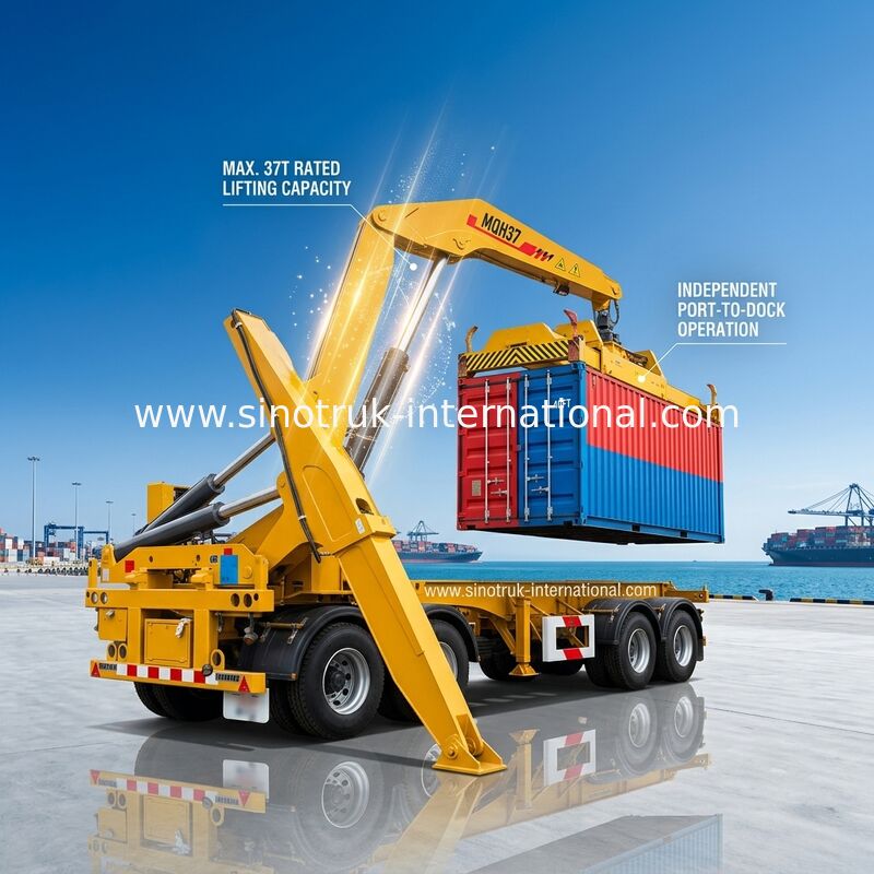 SGS Vrachtwagen Opgezet Kranenmateriaal voor 3 Assen Semi Aanhangwagen die 40ft Container opheffen