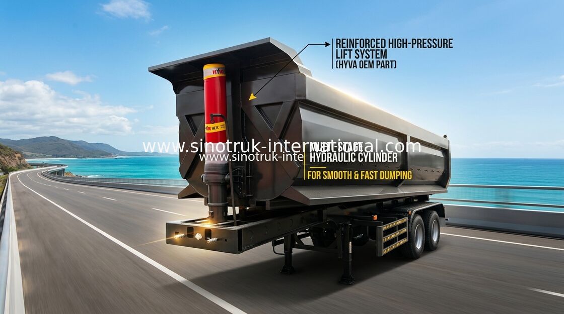 Zwarte van de de Vrachtwagen Flatbed Aanhangwagen van Kleuren Hydraulische 3 Assen Semi het Vervoerlading