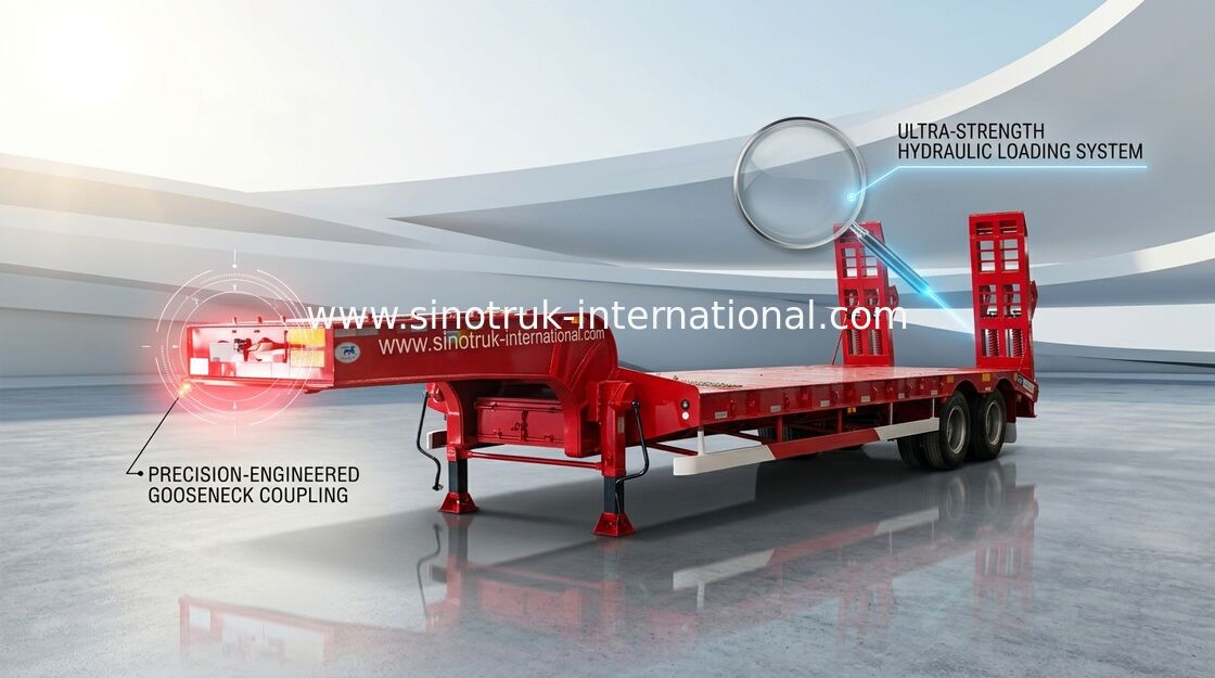 Lage Bed Semi Aanhangwagen 3 Assen 60 Ton 15m voor Vervoer van Bouwmachine