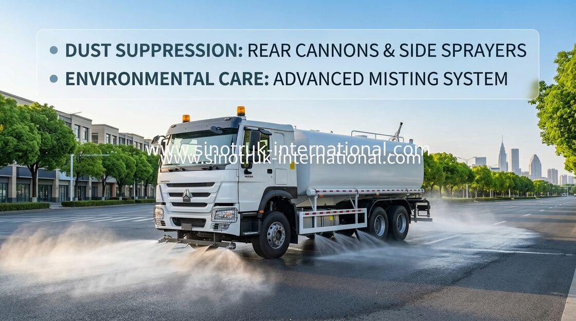 Sinotruk HOWO Witte RHD 6x4 water tank truck ZZ1257V4347B1 met hoge druk spoelfunctie
