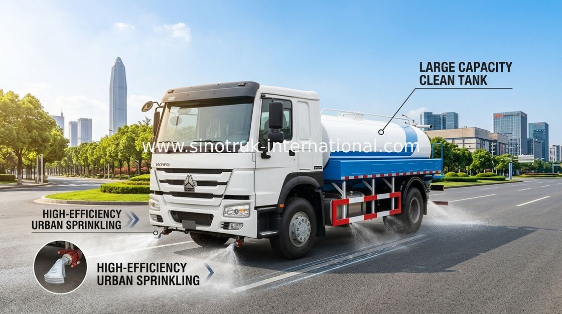 Van het de Bouwwater van SINOTRUK HOWO de Tankwagen 10CBM met de Reus van de 360 Graadomwenteling