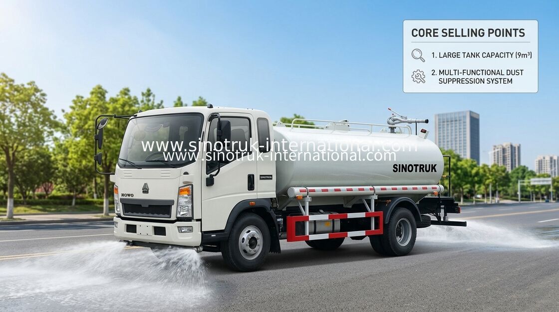 SINOTRUK de Bespuitende Waaier 5-8CBM van de licht Watertankwagen LHD wijd