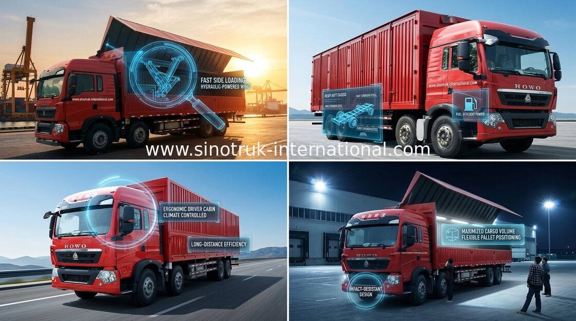 SINOTRUK HOWO T5G Wing Van Cargo Truck 8X4 12 rijdt LHD-MENSENmotor Euro4 336HP