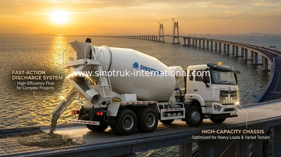 HOWO RHD 6*4 12CBM Witte Mixer Truck Hoge paardenkracht 380 pk Hoge efficiëntie Italiaanse mengtank