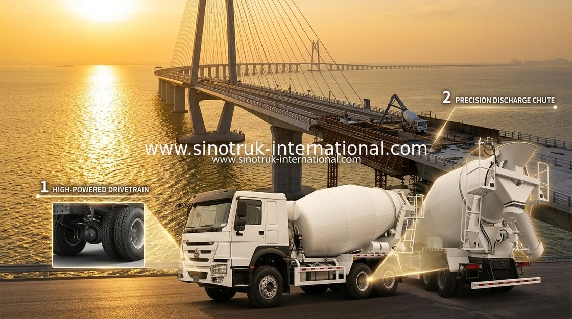 Sinotruk Howo Betonmixer Truck 380HP 6-10CBM 6 X 4 Euro 2 Menginstallatie RHD