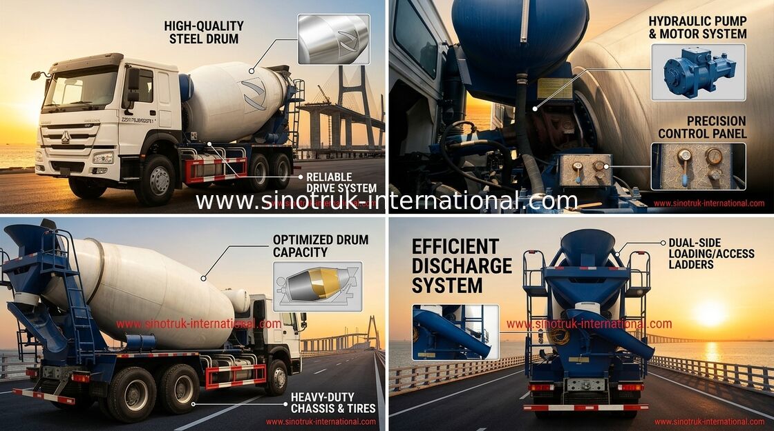ZZ5257GJBM3841W de mobiele Motor van de Concrete Mixervrachtwagen 10CBM WD615.87 290HP