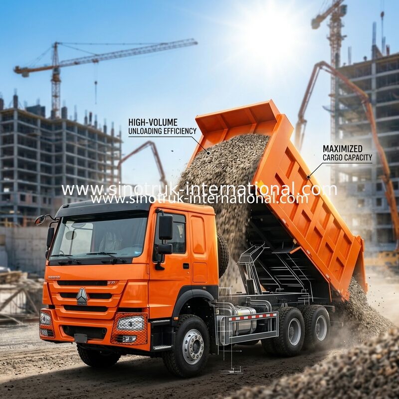 371HP 6x4 Dump Truck 20.01CBM Payload Mastery voor zware efficiëntie