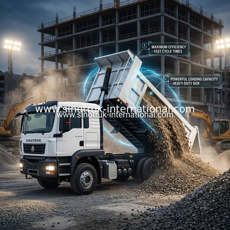 SINOTRUK TX dumptruck chassis met 371 pk motor, 30-40 ton laadvermogen en LHD / RHD optionele