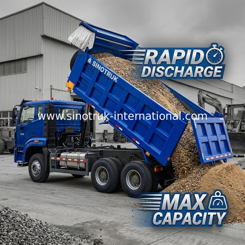 Krachtige veelzijdige HOWO 6x4 380HP blauwe dumptruck met 20CBM vierkante vrachtruck en waterdichte traan Flip Cove