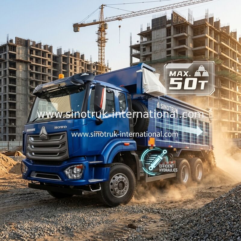 SINOTRUK HOHAN NEW HOWO 30 - 40 ton RHD 10 wielen Tarpaulin voor de bouw Blauw Hoog efficiënt opheffen en lossen