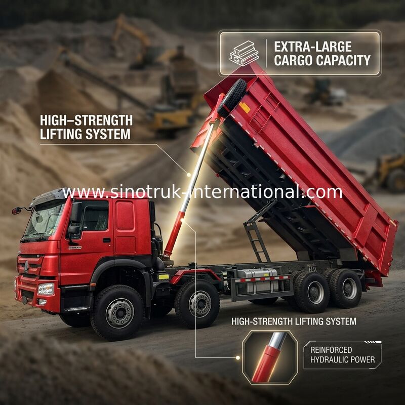 HOWO 12 wielen Sinotruk 8X4 dumptruck 400 pk voor mijnbouw LHD U type container