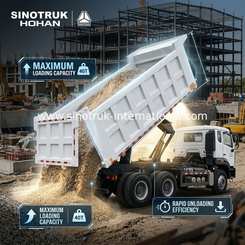 SINOTRUK HOWO 400 pk Tipper Dump Truck Voor de bouw N7 Militaire bumper waarschuwingslicht