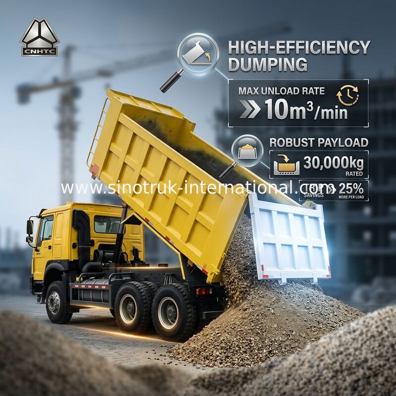 Sinotruk Howo Tipper Dump Truck 6 × 4 Lhd 10 Wielen 20CBM Cargo Box Mijnbanden
