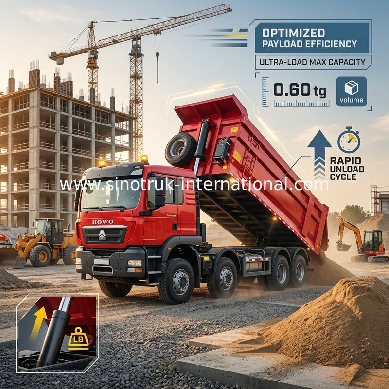 Sinotruk Howo Tipper Dump Truck Tx 400HP Euro 2 8 × 4 Lhd U-vorm vrachtdoos Rood